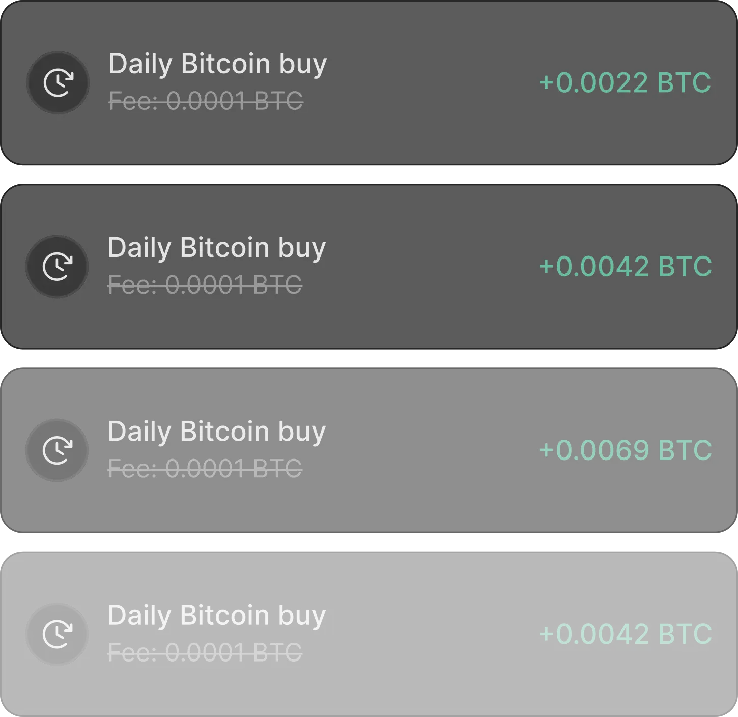 Trust trade's recurring Bitcoin purchase interface